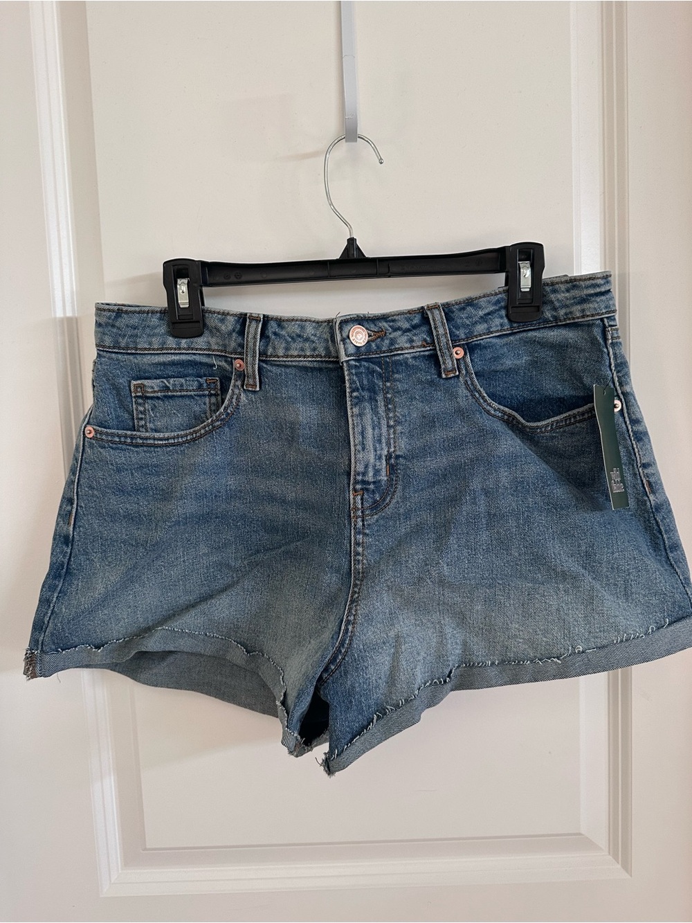 wild fable Distressed Mid-Rise Blue Denim Shorts